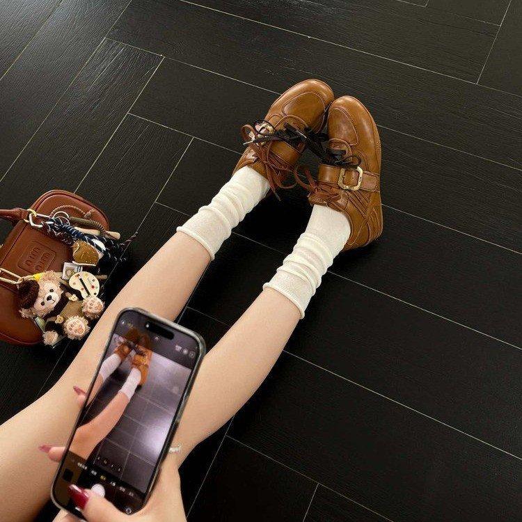 Casual Single Shoes Women's 2025 Autumn New Belt Buckle American Retro German Training Boots Flat-bottomed Fashion Casual Single Shoes Women