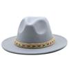 Women Men Woolen Fedora Hat With Leather Ribbon Gentleman Elegant Lady Winter Autumn Wide Brim Jazz Church Panama Sombrero Cap