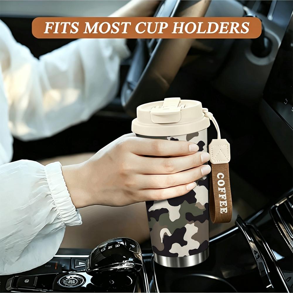 Camouflage Print Tactical Style Insulated Coffee Tumbler Vacuum Stainless Steel Travel Mug for Outdoor Hiking Camping Sports