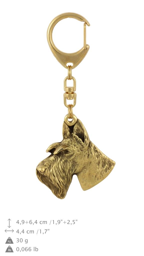 Scottish terrier,Aberdeen Terrier, Scottie, Aberdeenie I- Gilded key ring with dog in gift box, handbag decoration, luxury accessory by Art-Dog brand