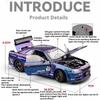 1:24 Scale GTR-R34 Supra Toys Model Cars Alloy Diecast with Light Music Sports Car Pull Back Miniature Vehicles Table Decoration