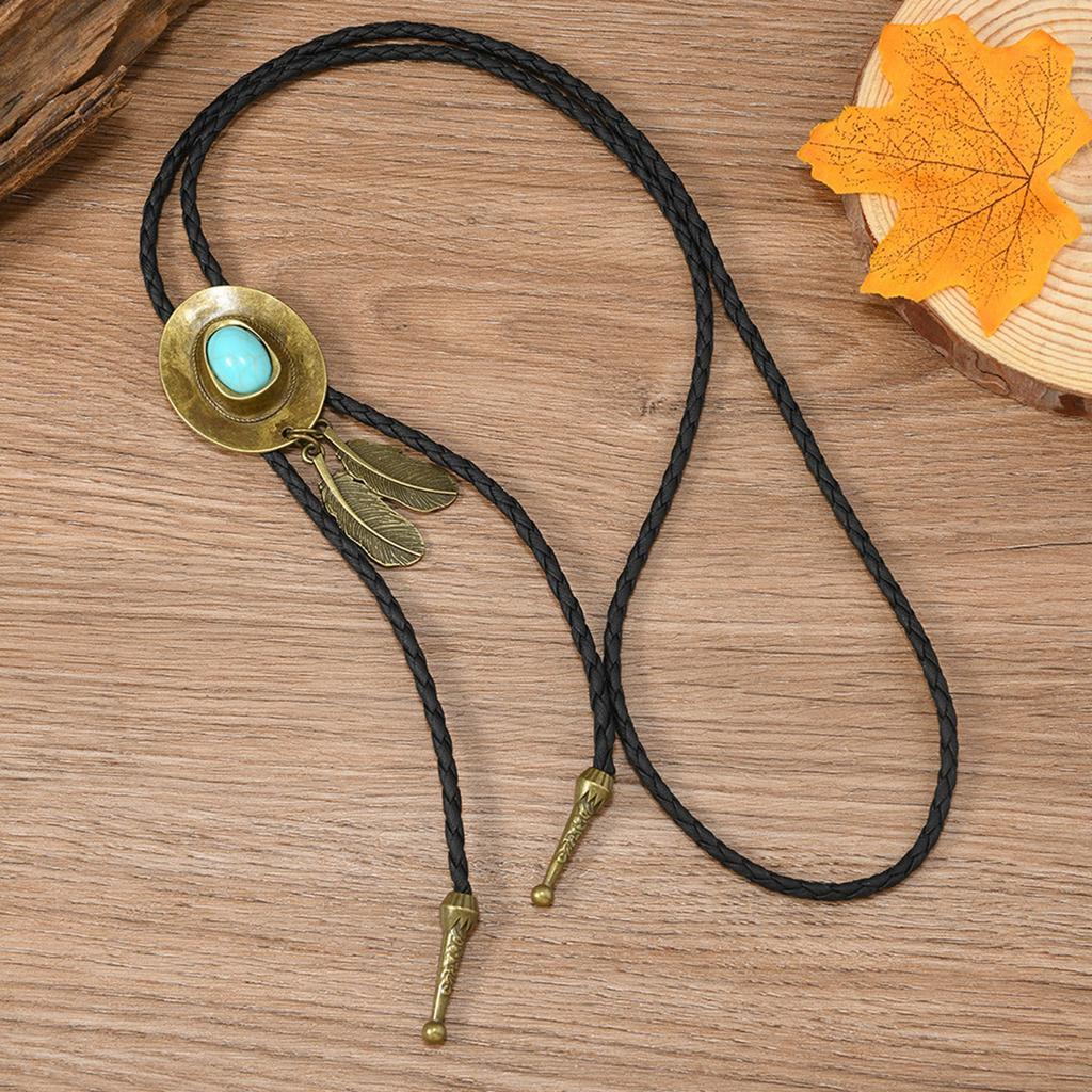Elegant Bolo Tie with Cowboy Hat Pendant Carved Necktie Western Necklace Cool Bolo Tie Western Cowboy Costume