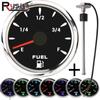 Waterproof 52mm Car Fuel Gauge with 8 Colors Backlight Fit 0~190 Ohm 240-33ohm Fuel Level Sensor For Universal Boat Car Truck