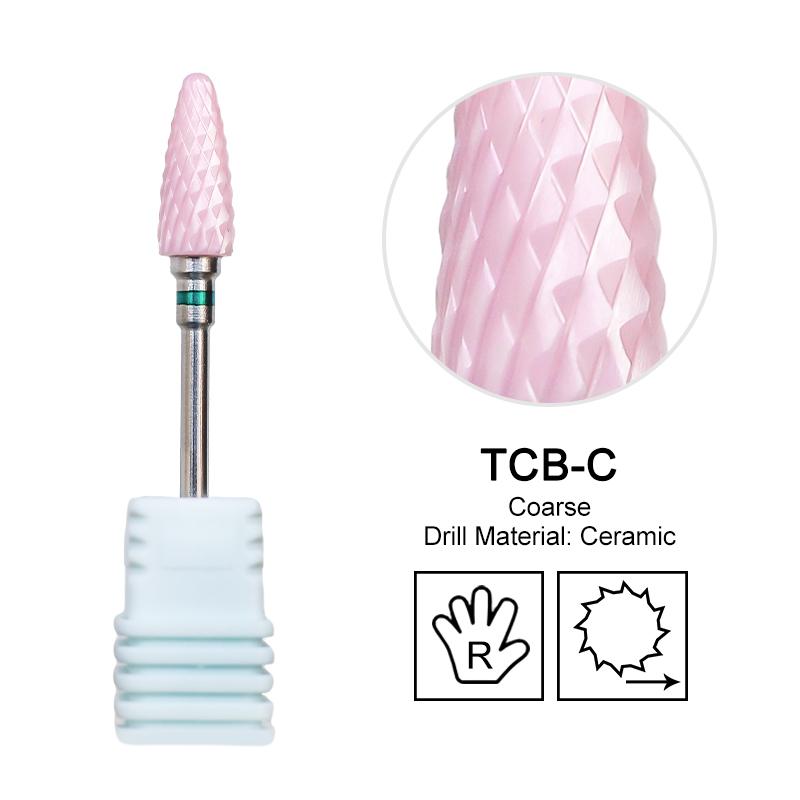 Ceramic Milling Cutter Flame Carbide Nail Drill Bits Pink Gel Remover Electric Machine Drills Polishing Peeling Nails Art Tools