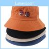 Yellow Mushroom Embroidered Fisherman Hat Cotton Material Sun Hat For Summer