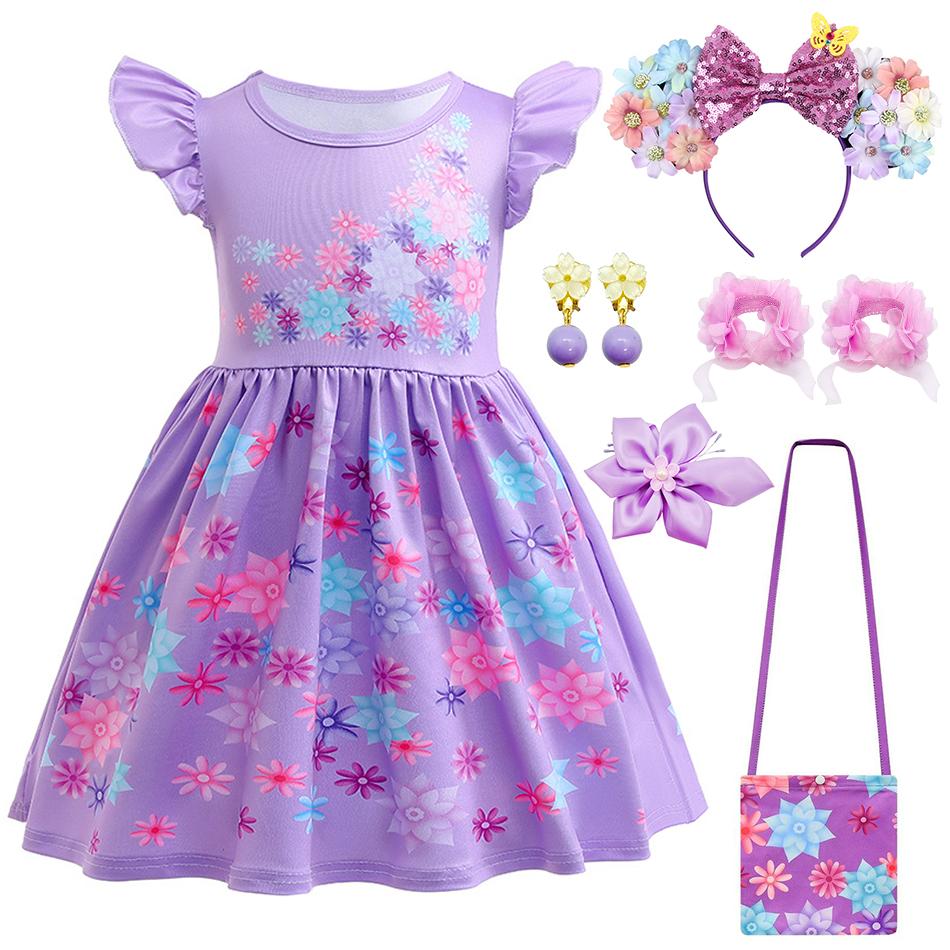 Mirabel Isabela Cosplay Princess Dress Kids Encanto Charm Costume Girls Halloween Children's Day Birthday Party Holiday Clothes