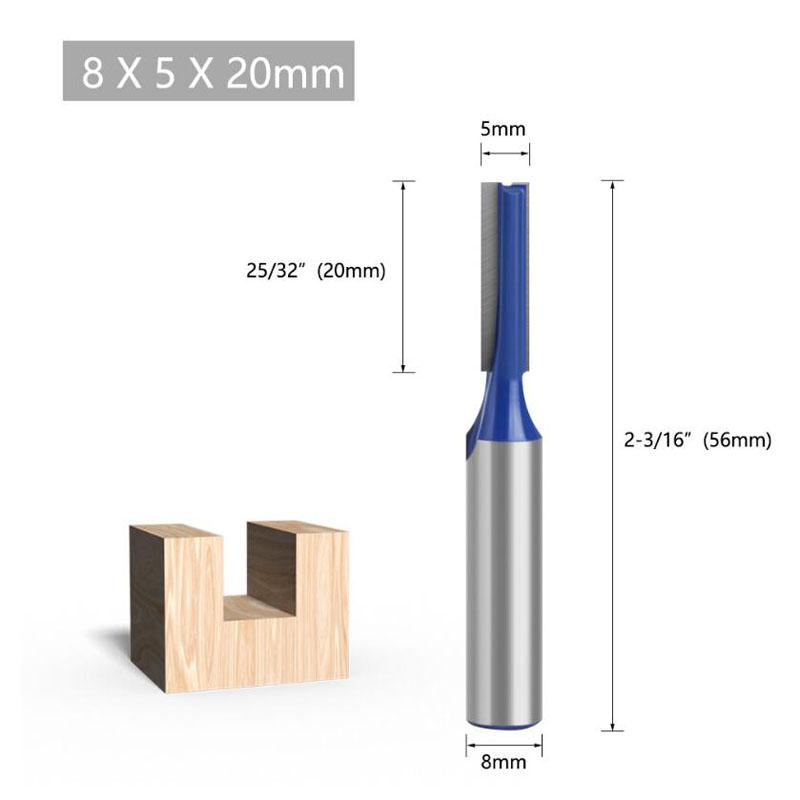 1pc 8mm Shank Straight Bit Tungsten Carbide Double Flute Router Bits Milling Cutter for Wood Woodwork Tool