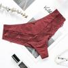Mid-waist Solid Color Lace Trim Women's Underwear All-cotton Crotch Thong Sexy Briefs