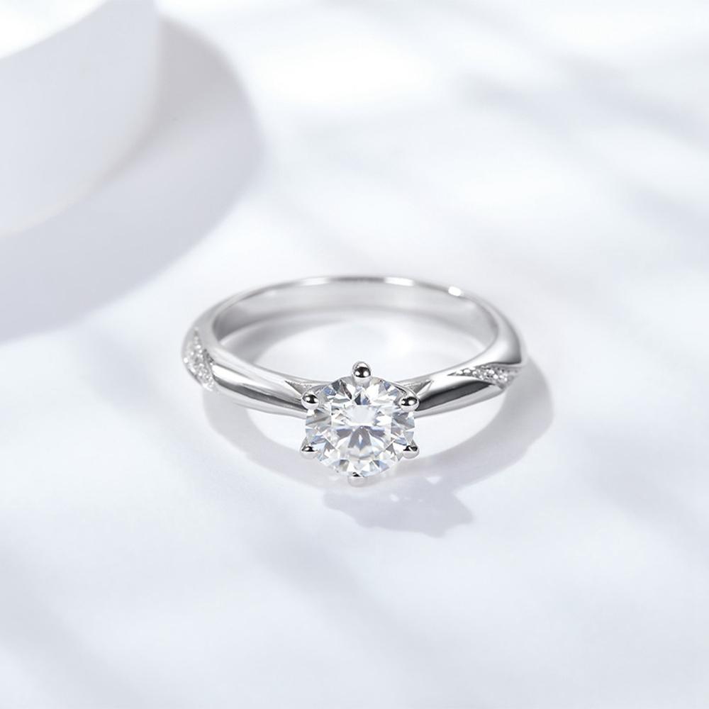 Vinregem Кольцо из стерлингового серебра 925 пробы с бриллиантом VVS1 1-5CT, настоящий муассанит D цвета, круглое кольцо с драгоценным камнем, свадебное обручальное ювелирное изделие