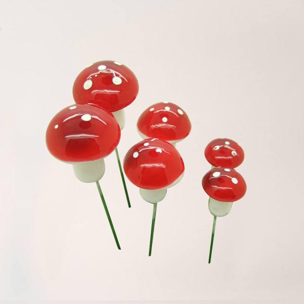 6pcs Mini Foam Mushroom Simulative Small Size Forest Micro Landscape Decor Ornaments for Flower Pot