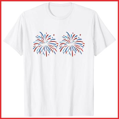 Funny I'm Just Here For The Fireworks 4th Of July White Cotton T-Shirt S-5XL