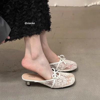 Модные тапочки Повседневная обувь Женская 2025 Закрытый носок На каблуке Мюли Роскошные Высокие Летние Шлепанцы Обувь Тапочки Повседневные Закрытый носок Шлепанцы Женские H