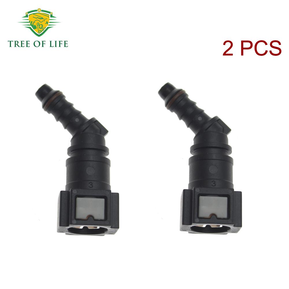 Car Fuel Line Coupler Hose 7.89mm/ID6 45° Plastic Pipe Coupler Quick Disconnect Release Connector Rubber Nylon Hose Accessories