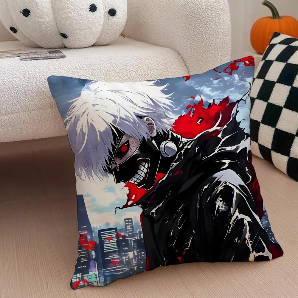 Grim Haunting Tragic Anime TTokyo Ghoul Cushion Cover Throw Pillow Cover Hidden Button Durable Polyester Chair Cushion