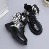 Fashion Boys and Girls Side Zipper Round Head Pocket Bag Fashion Boots Flat Bottom Short Casual Martin Boots Parent-child