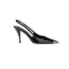 Fashion New Square Toe Thin Heel Sandals Black Wrapped Heels High Heels Metal Toe Women's Single Shoes