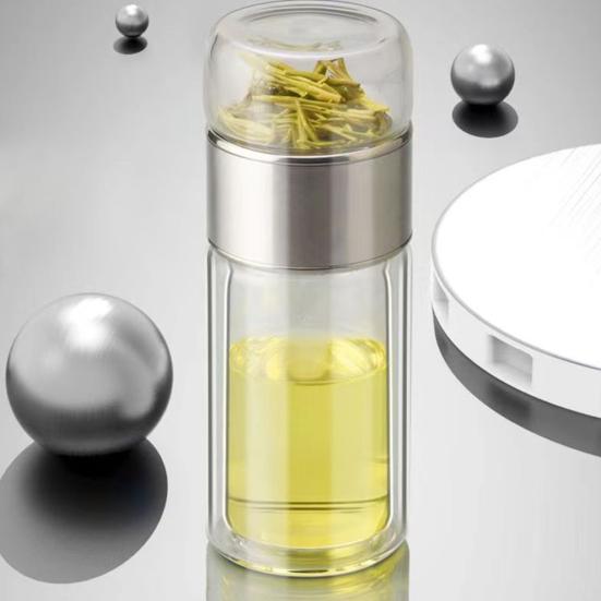 Стеклянный чайник для заваривания чая с двойной изоляцией, герметичная переносная дорожная чашка для чая с фильтром, разделение воды для чая, подарок любителям чая