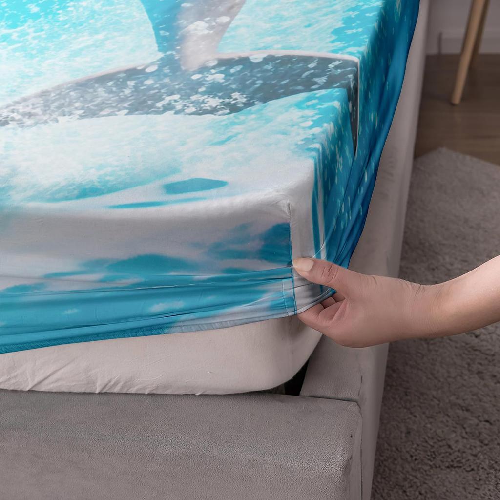 Постельный комплект из трех предметов с рисунком дельфинов и подводных существ, цифровая печать, для взрослых и детей