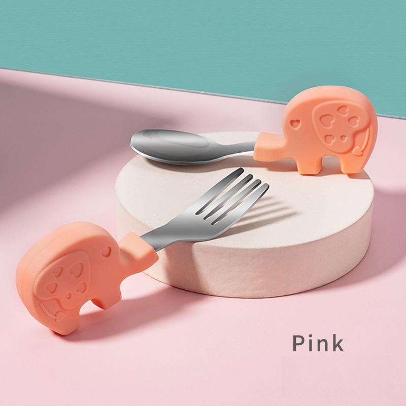 Children's Tableware 316 Stainless Steel Short Handle Fork Spoon, Baby Portable Training Auxiliary Food Spoon, Baby Fork Spoon