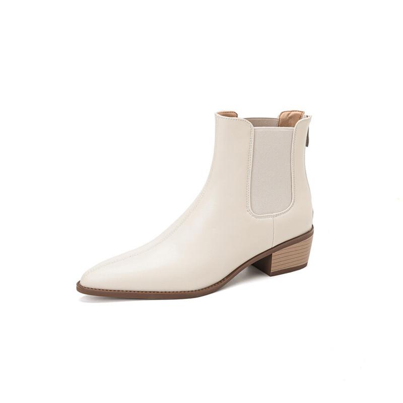 Модные Новые Осенне-Зимние Женские Ботинки Модные Ботильоны Челси с Острым Носком для Женщин Короткие Ботинки Женские на Массивном Каблуке Botas De Mujer Коричневые