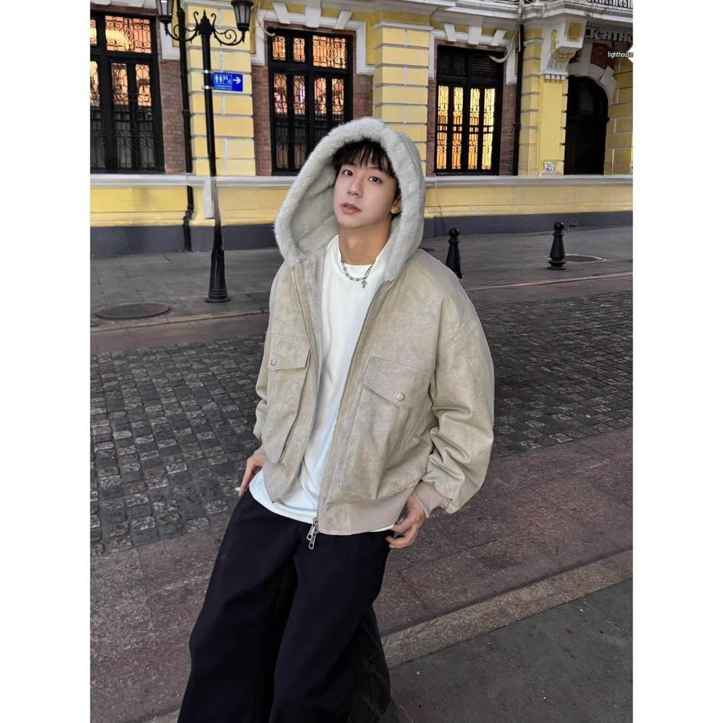 Zuo Shan Diao Men's Plus Velvet Thickened Washed Cotton Canvas Jacket - Picture Color, In Stock