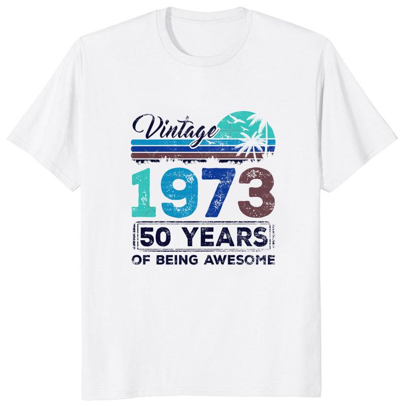 50 Year Old Gifts graphic tshirts Vintage 1973 Limited Edition 50th Birthday Shirt Men Clothing Classic women TShirt Casual Tee