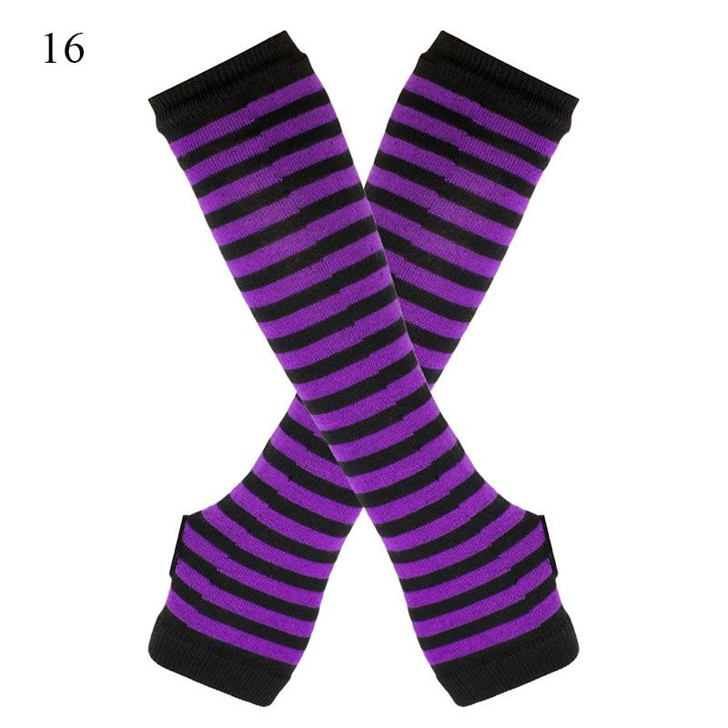 Полосатые унисекс перчатки с половиной пальцев длинные женские перчатки для девочек перчатки на руку теплые вязаные напульсники локтевые варежки теплая манжета