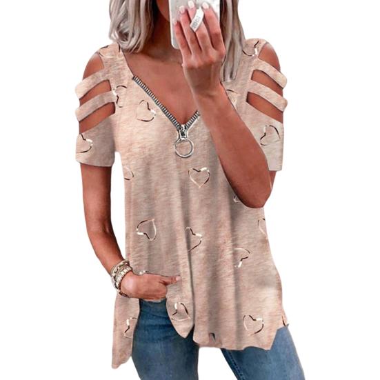 Женский топ с V-образным вырезом и застежкой-молнией с глубоким вырезом и короткими рукавами, подходящие брюки