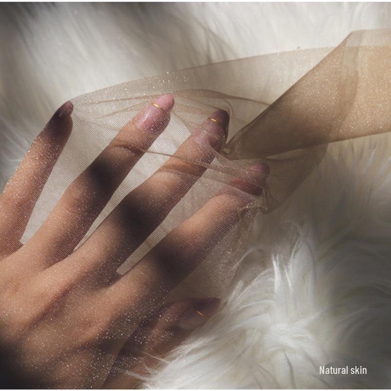 Перламутровые ультратонкие блестящие чулки с защитой от зацепок - невидимые блестящие летние колготки