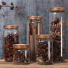 Transparent Glass Sealed Canister Kitchen Food Storage Bottles with Bamboo Lid Jars Grains Tea Leaf Coffee Beans Candy Jar