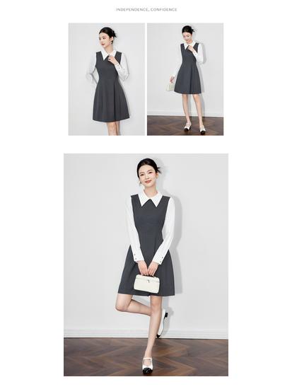 Омолаживающее милое ретро преппи платье-двойка - Приталенное, в стиле «маленький аромат» для женщин