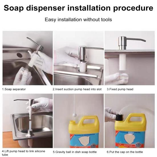 Дозатор мыла для кухонной раковины из нержавеющей стали, настольный насос с набором удлинительной трубки длиной 1 м, вращение на 360 градусов, защита от коррозии