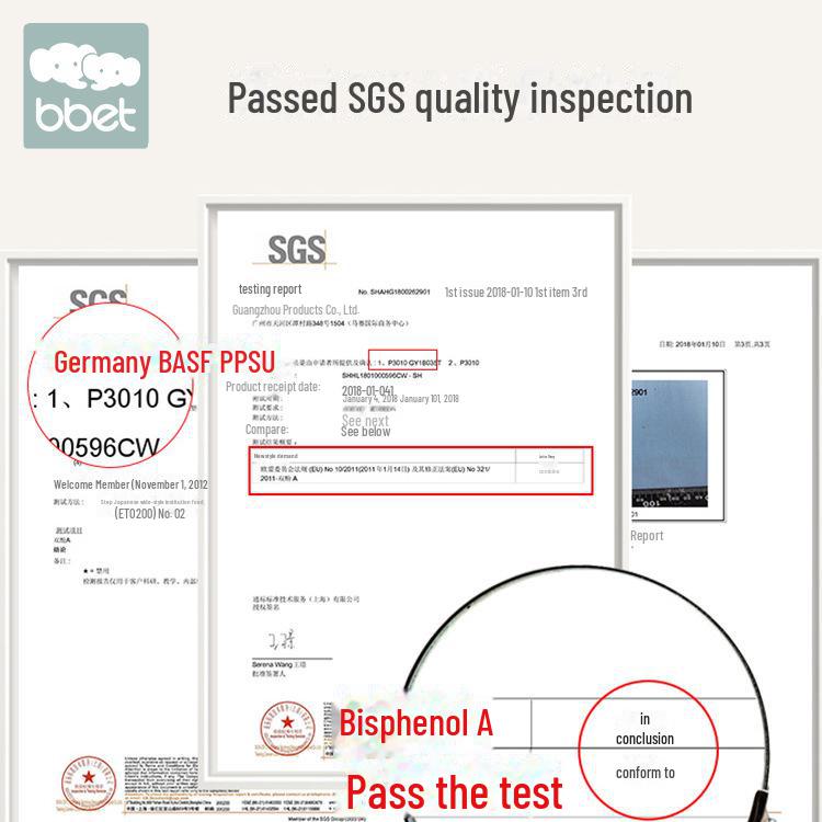 Детская бутылочка Baohui Babixiang с широким горлом из PPSU, ручкой и трубочкой