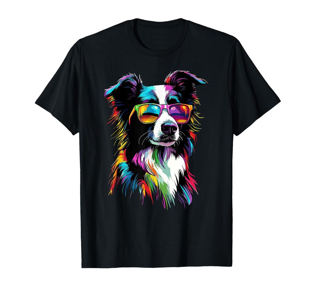 Border Collie Puppy with Sunglasses Cute Border Collie T-Shirt
