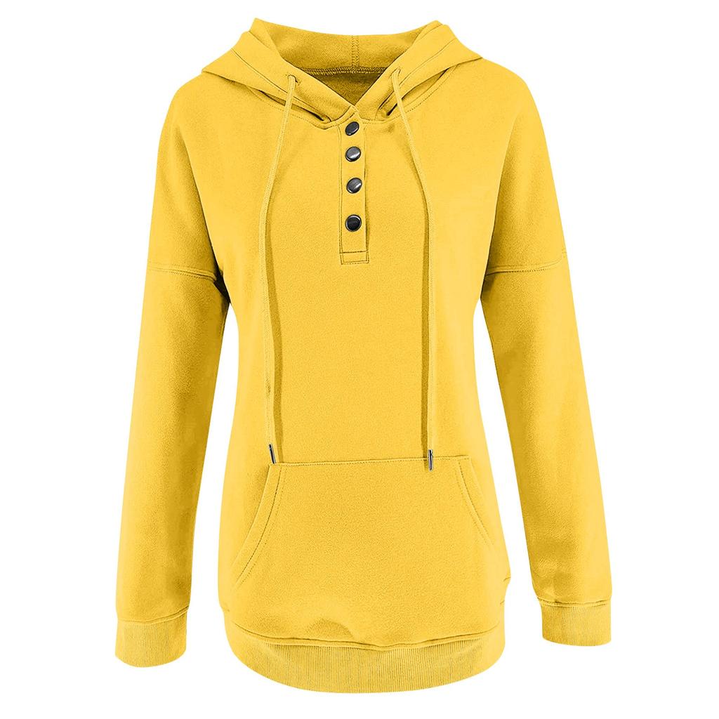 Women's Casual Fashion Solid Color Long Sleeve Pullover Hoodies Sweatshirts