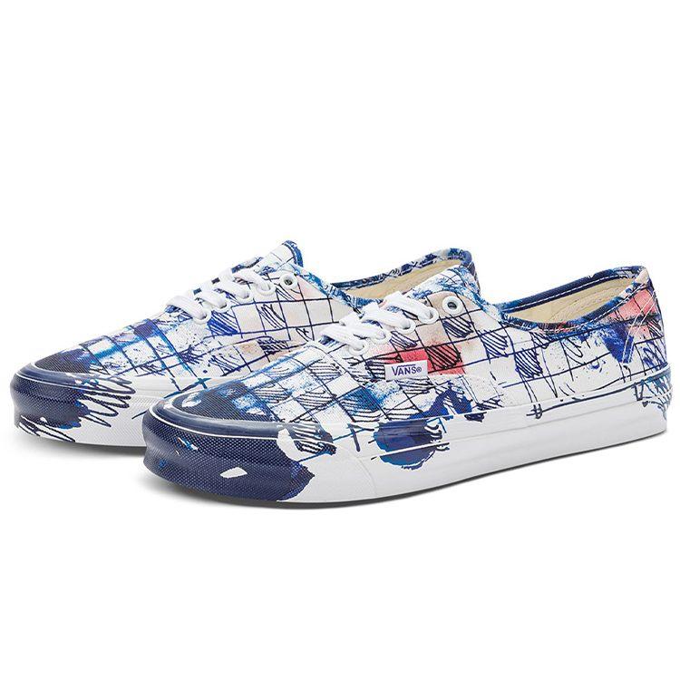 Connor Tingley x Vans OG Authentic LX Шахматная клетка - Белый Синий Унисекс Кроссовки Настоящий Белый VN0A4BV961P