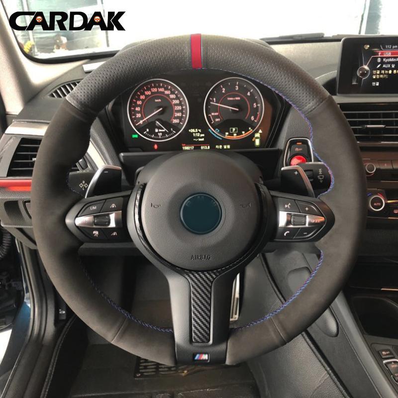 CARDAK черный замшевый кожаный чехол на руль автомобиля для BMW F87 M2 F80 M3 F82 M4 M5 F12 F13 M6 F85 X5 M F86 F33 X6 M F30 M