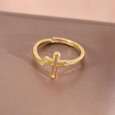 Модное и минималистичное кольцо с полым крестообразным открытым дизайном, подходит для повседневного ношения женщинами, праздничных подарков