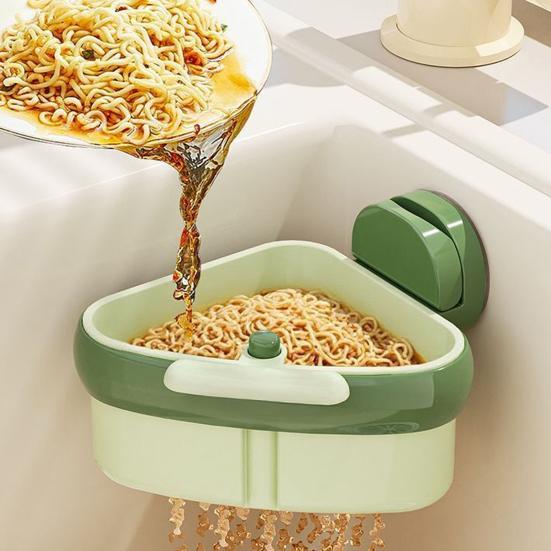 4Pcs Sink Strainer Basket Hanging Sink Strainer Triangular Faucet Sponge Storage Rack Corner Sink Trash Catcher for Food Waste