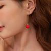1 Pair Women Hook Earrings Artificial Crystal Red Heart Glitter Pendant Dangle Earrings Jewelry Gift
