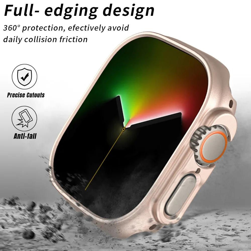 Матовый защитный чехол для Apple Watch Ultra 2 Прозрачный бампер из поликарбоната Жесткий защитный чехол-рамка из поликарбоната для iwatch Ultra 49 мм