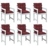 Low Back Chair Cushions 6 pcs Melange Burgundy 100 x 50 x 7 cm Fabric