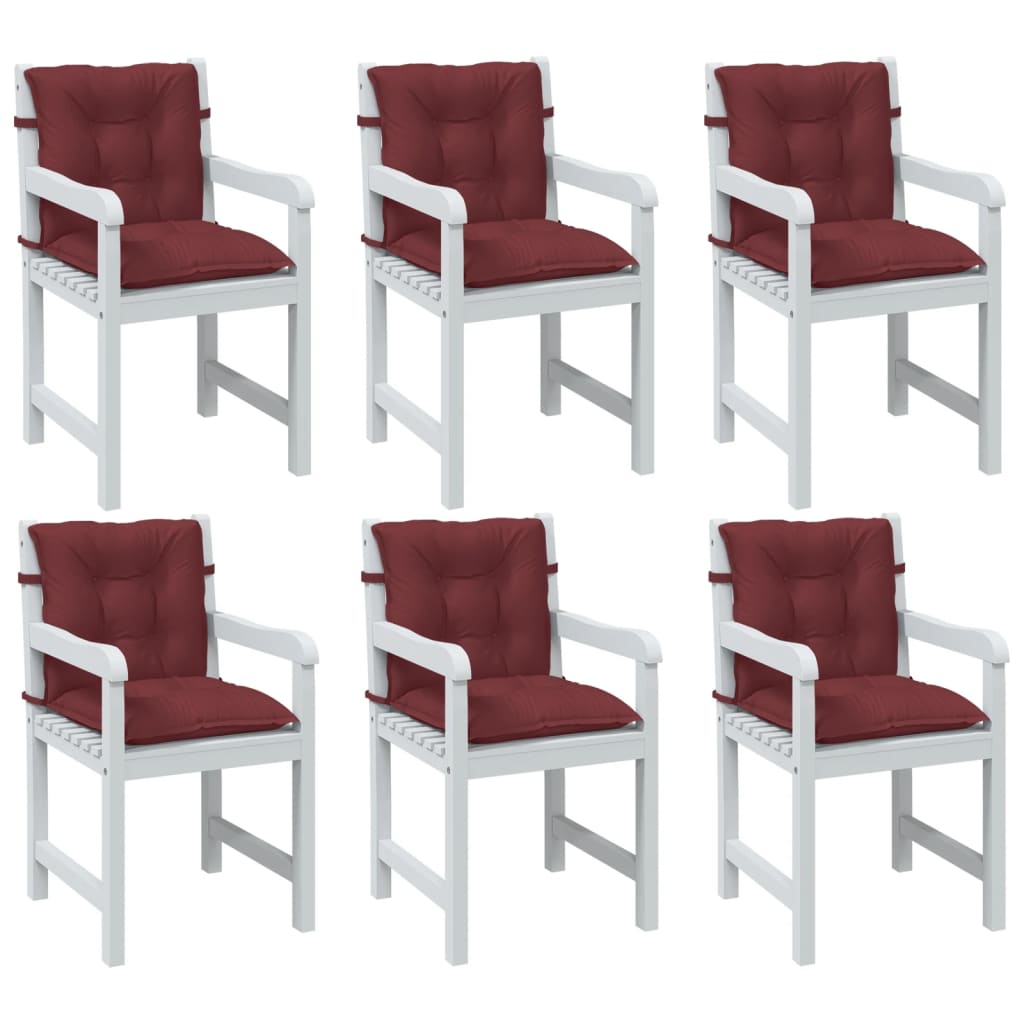 Low Back Chair Cushions 6 pcs Melange Burgundy 100 x 50 x 7 cm Fabric
