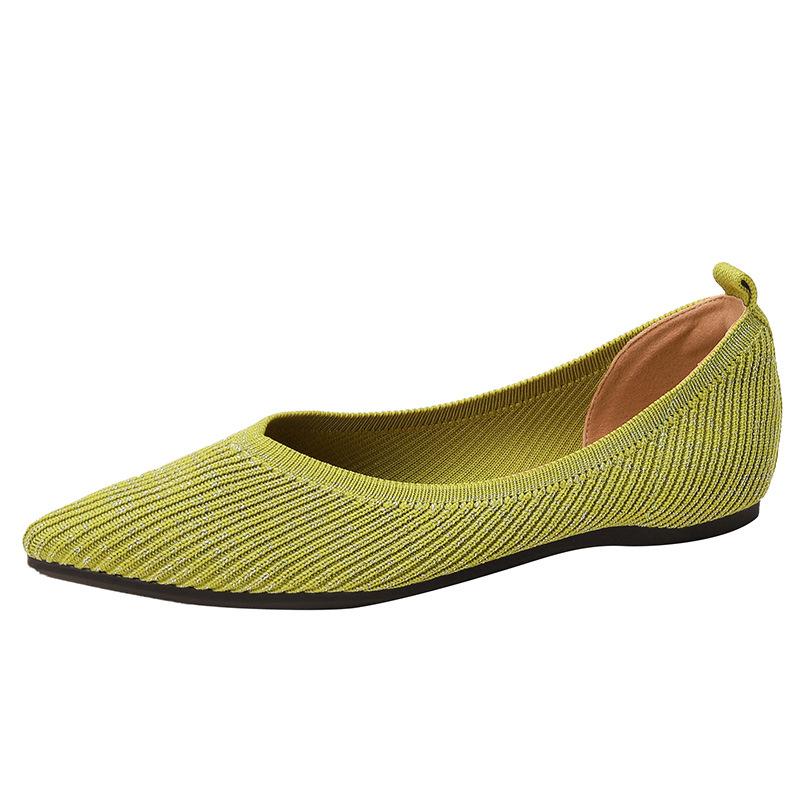 Модные эластичные трикотажные мокасины с прямым зерном, дышащие, удобные рабочие туфли, короткие, без застежек, модные женские туфли на плоской подошве, легкие мокасины для вождения