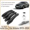 Накладки на ручки дверей для Renault Arkana ~2024 Samsung XM3 Глянцево-черные Накладки на внешние ручки Автоаксессуары Наклейки