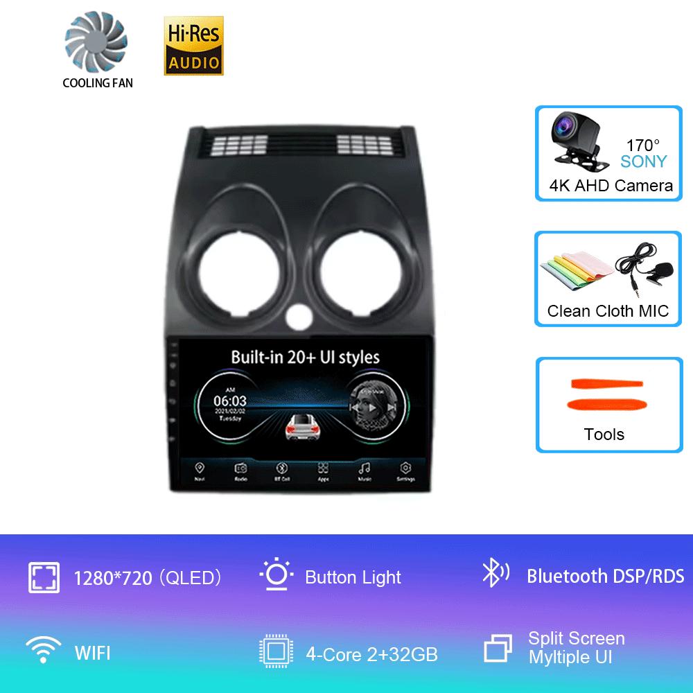 Автомобильное радио для Nissan Qashqai Rogue 2008-2013 Android 14 мультимедийный проигрыватель GPS навигация Carplay Android Auto 4G WIFI