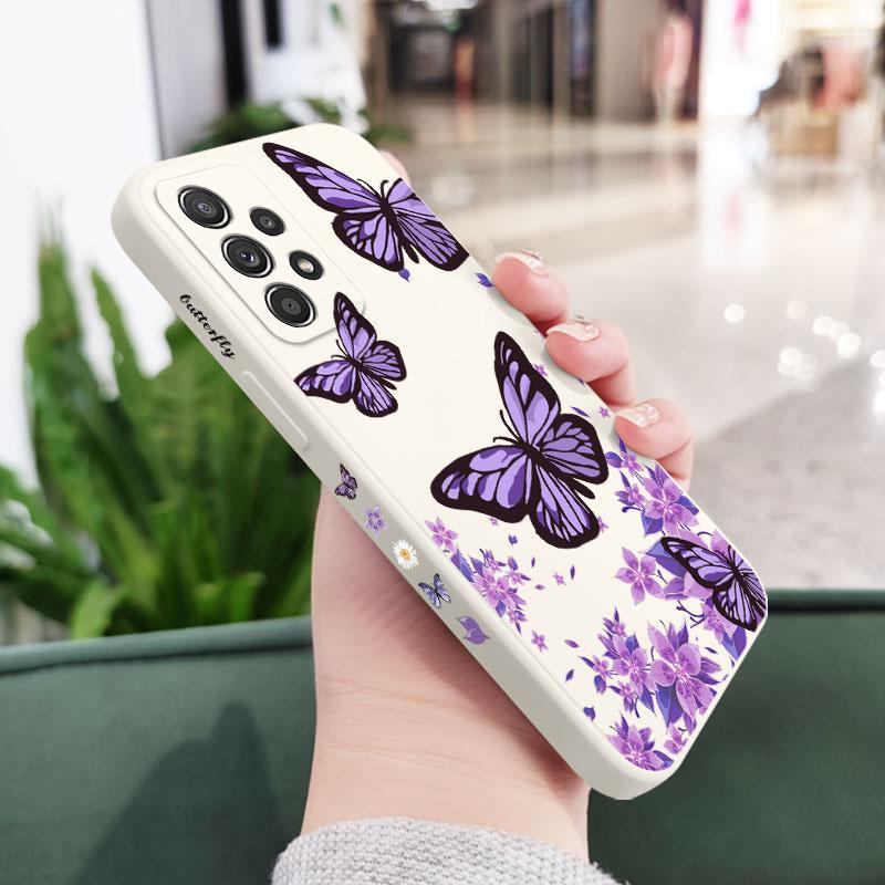 Purple Butterflies Case For Samsung A56 A54 A36 A34 A26 A24 A17 A16 A14 A73 A53 A33 A13 A72 A52 A32 A15 A25 A35 A22 A07 A06