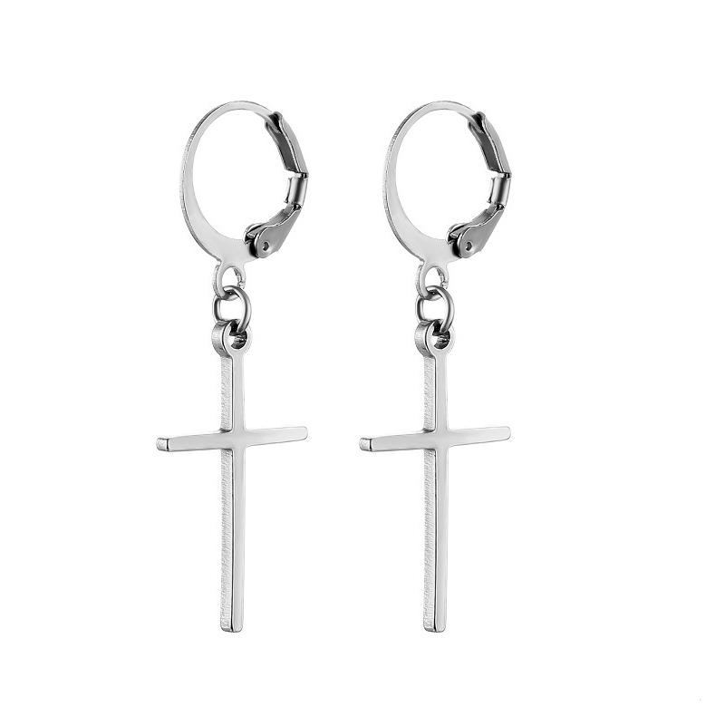 Маленькие серьги-кольца, простые ювелирные изделия с крестом для ушей для женщин и мужчин, аксессуары для вечеринок в стиле панк