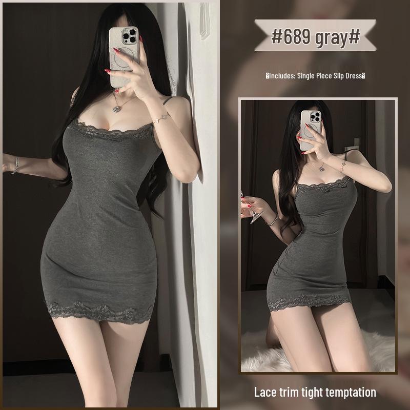 Xianyi Кружевное сексуальное облегающее платье-комбинация Pure Desire - Однотонная одежда для сна 689