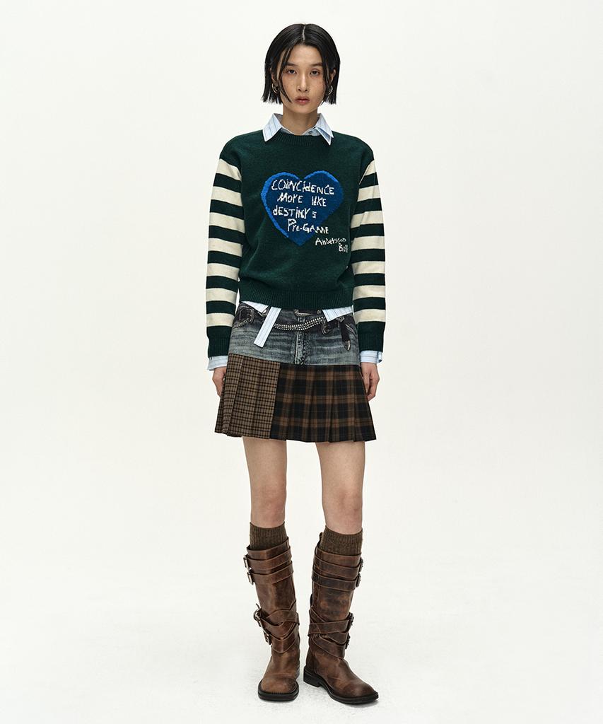 Andersson Bell Double Belt Printed Mini Skirt (Blue)